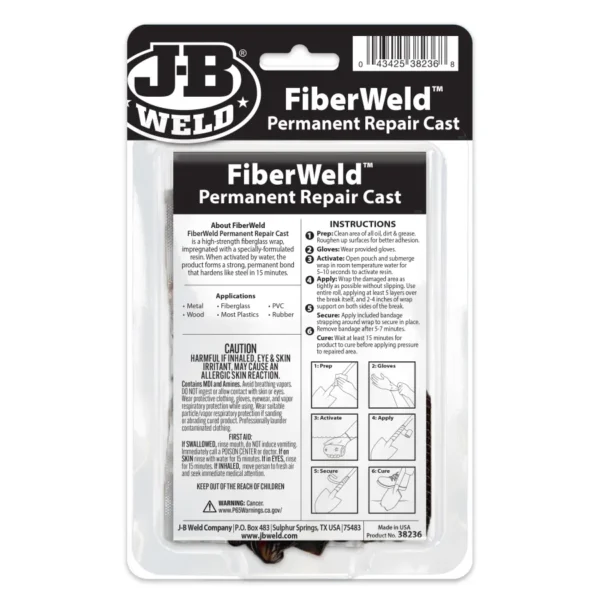JB Weld 38236 Fiberweld Permanent Repair Cast Fiber Glass Wrap