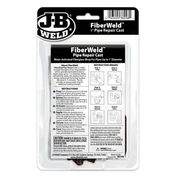 JB Weld 38260 Fiberweld 2 Pipe Repair Cast Fiberglass Pirpe Repair Cast