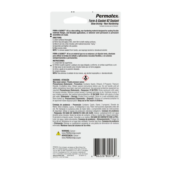 Permatex 80016 Form-A-Gasket No 2 Sealant