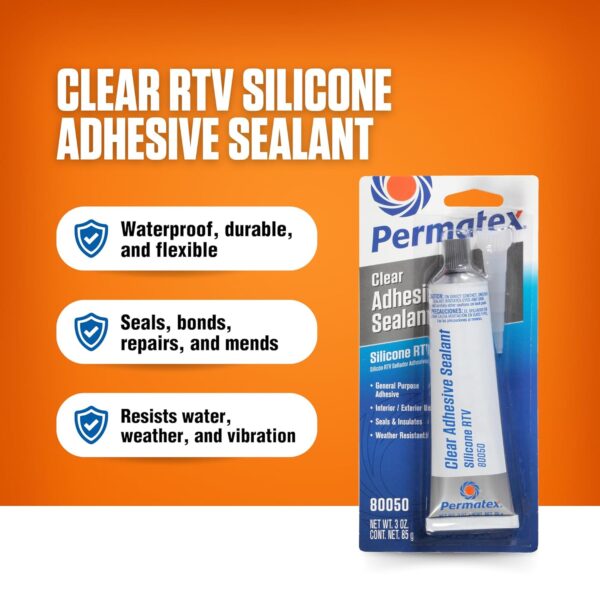 Permatex 80050 Clear RTV Silicone Adhesive Sealant